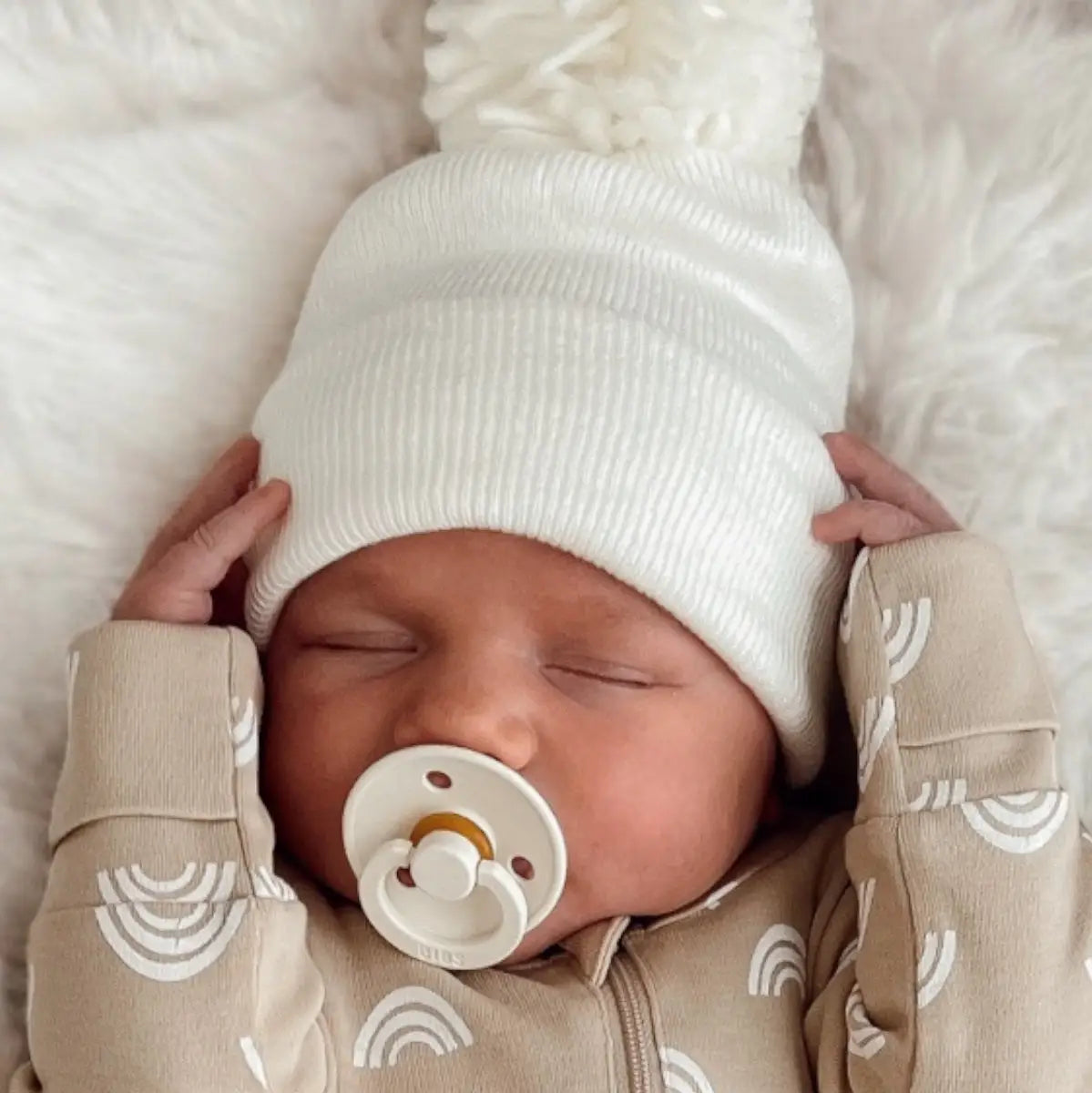 Baby's First Hat®, Warm White Pom Default SpearmintLOVE Lil Tulips