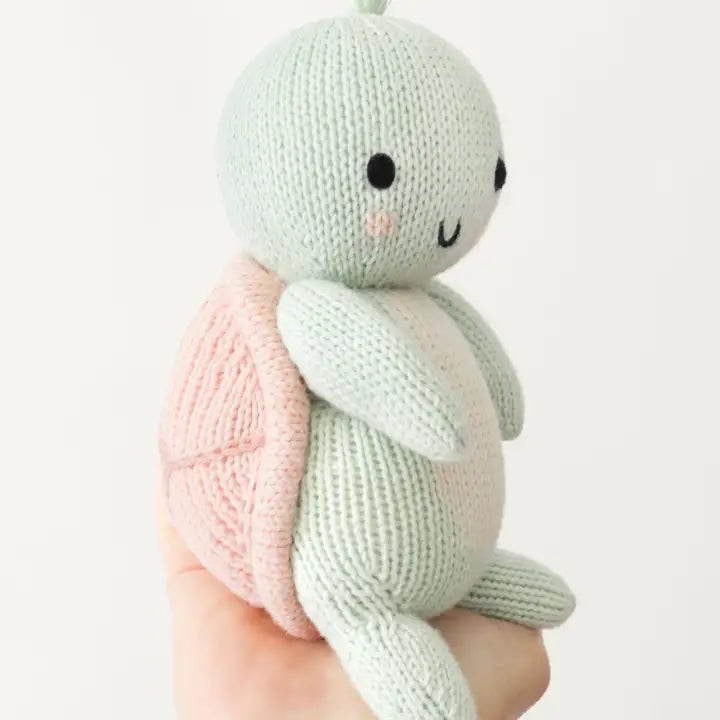 Baby Sea Turtle Powder Pink Hand Knit cuddle+kind Lil Tulips