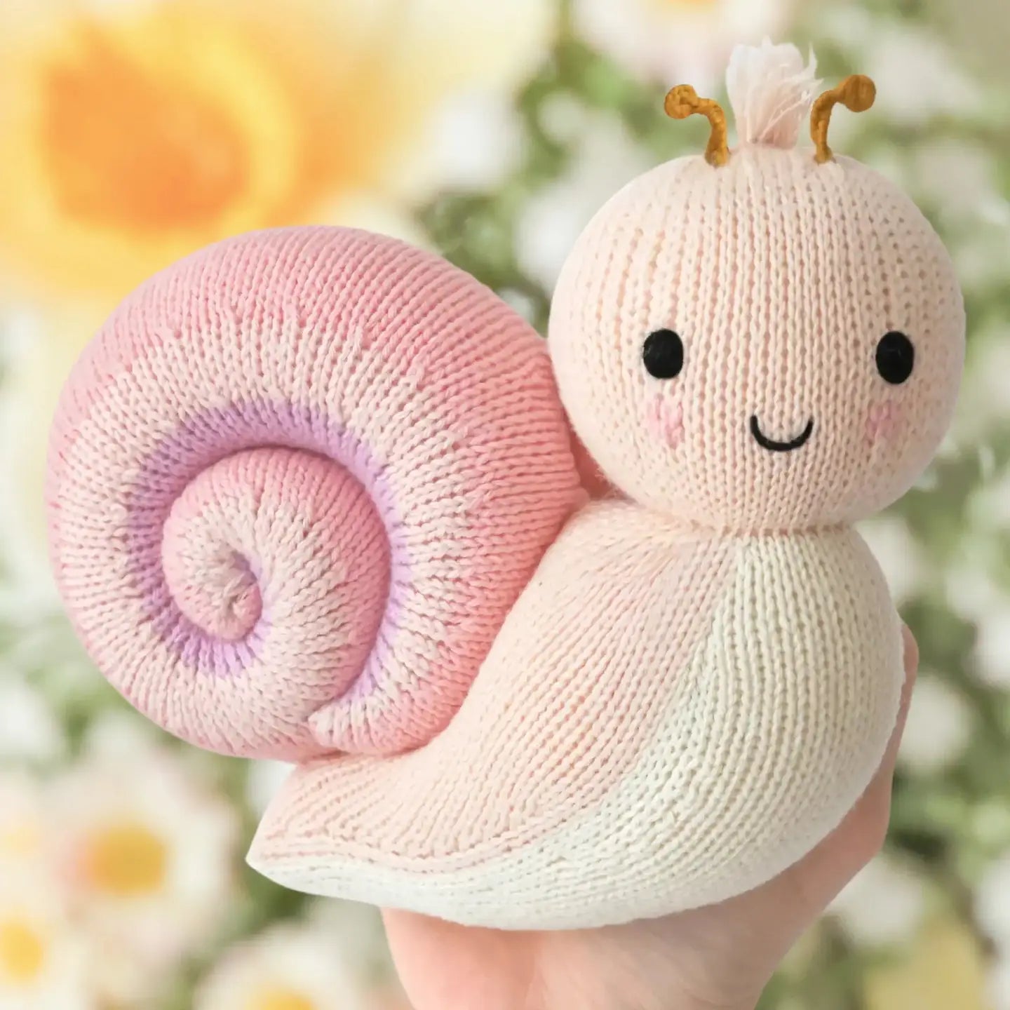 Baby Snail (Peony) Hand Knit cuddle+kind Lil Tulips