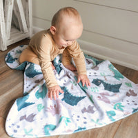 Baby & Toddler Minky Blanket - Blue Dino Honey Lemonade Lil Tulips
