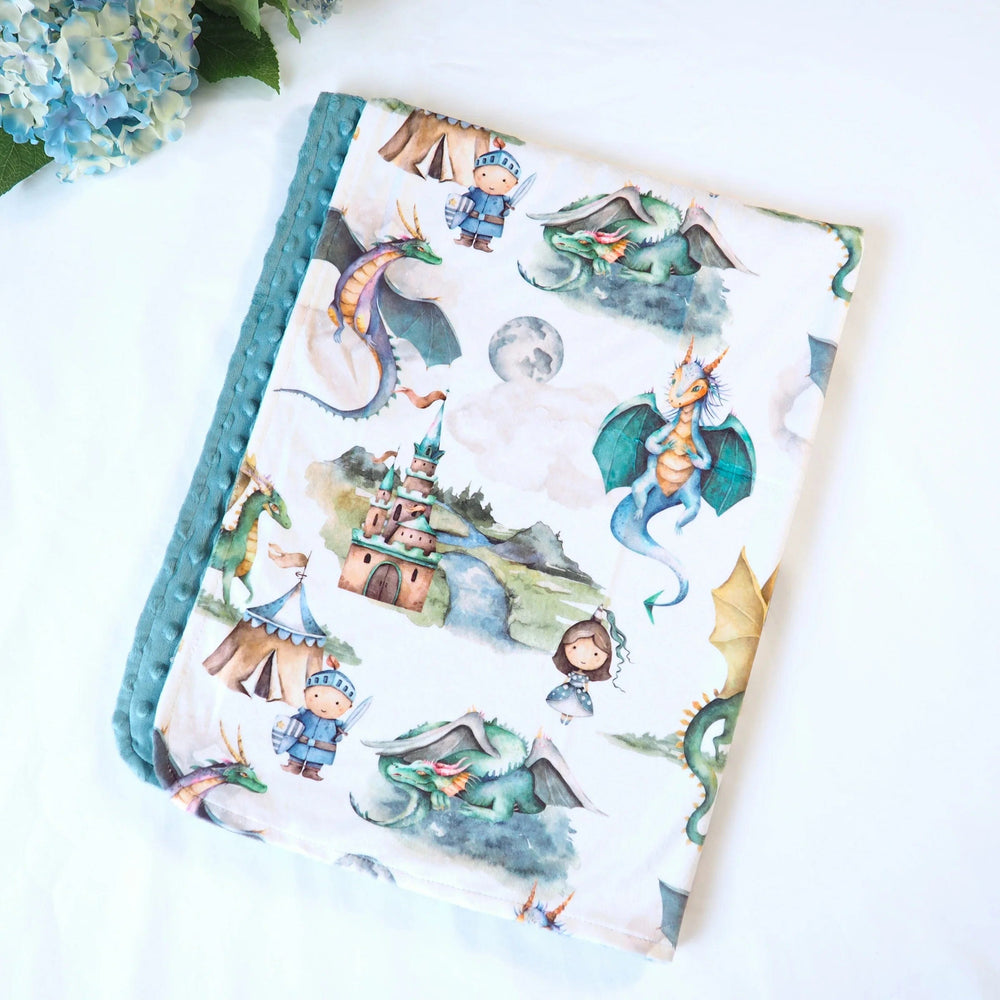 Baby & Toddler Minky Blanket - Dragons & Knights Honey Lemonade Lil Tulips