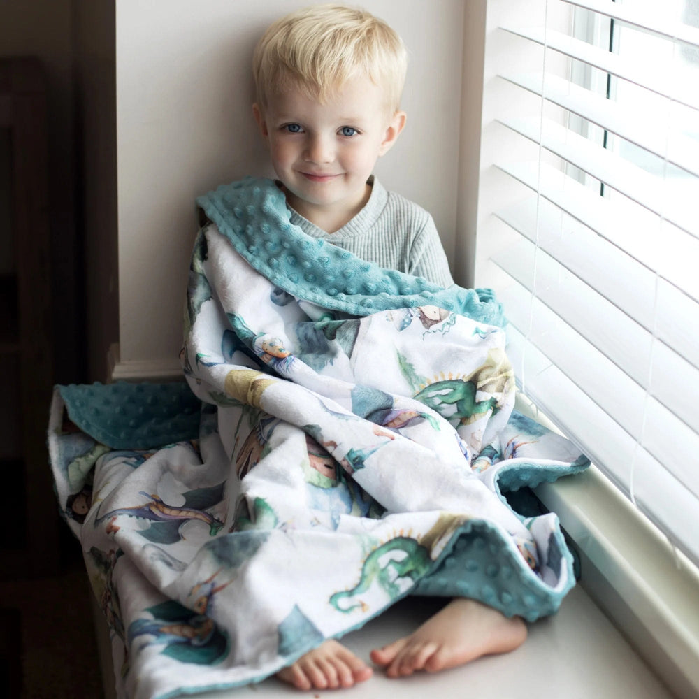 Baby & Toddler Minky Blanket - Dragons & Knights Honey Lemonade Lil Tulips