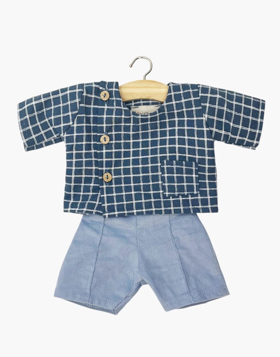 Back to School Boys' Outfit - Dark Blue Jules Checks - Gordis 34–37 cm Minikane Lil Tulips