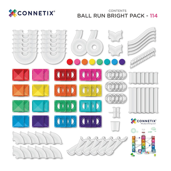 Ball Run Bright Pack, 114 Pieces Connetix Lil Tulips