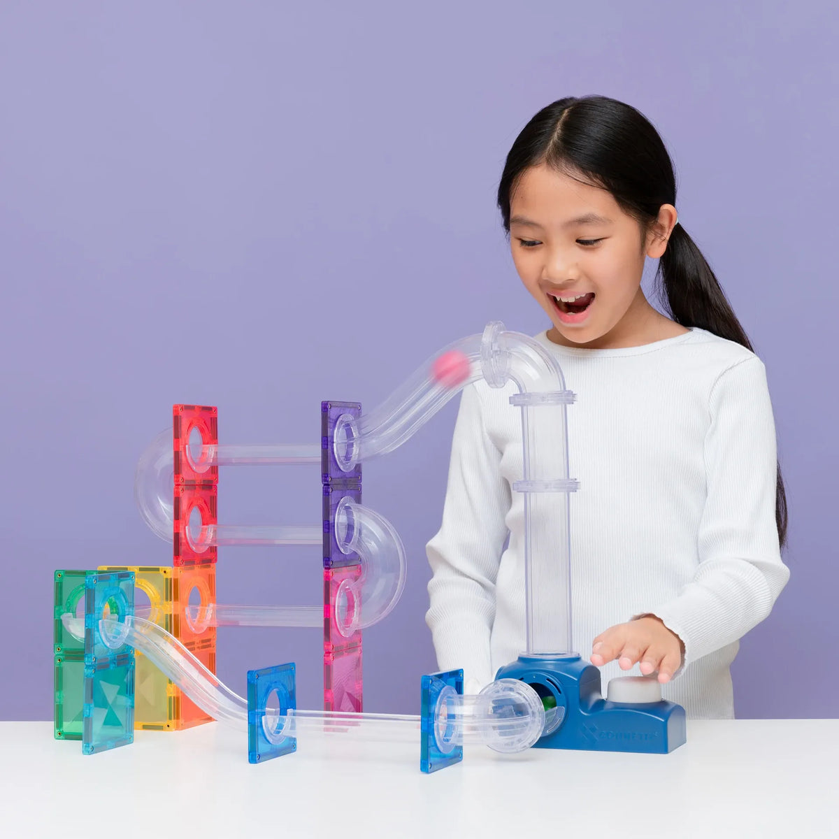 Ball Run Launcher Pack, 47 Pieces Connetix Lil Tulips