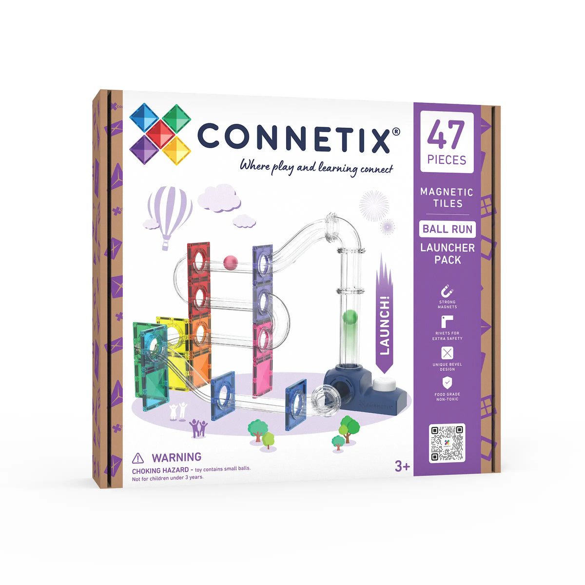 Ball Run Launcher Pack, 47 Pieces Connetix Lil Tulips
