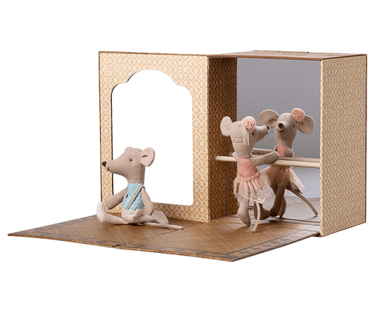 Ballet Mice in Dance Studio, Little Sister and Brother Maileg Lil Tulips