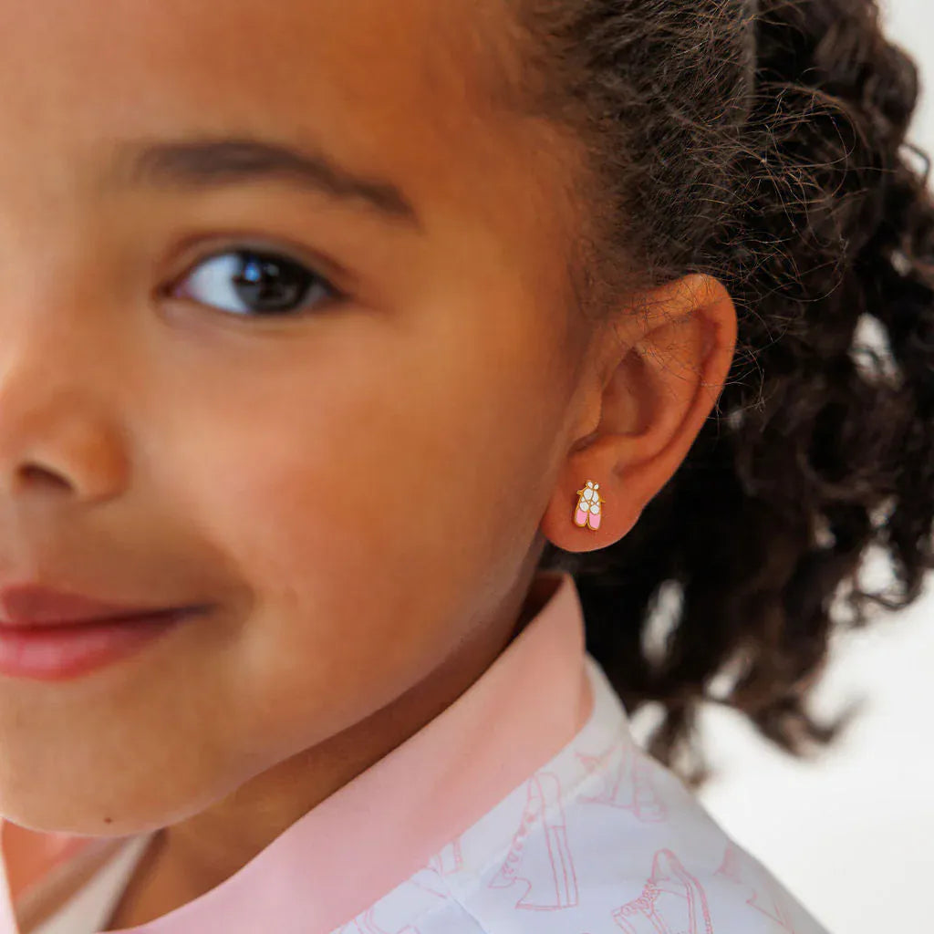 Ballet Slipper Flat Back Earrings Pip Pop Post Lil Tulips