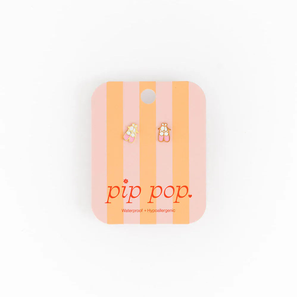 Ballet Slipper Flat Back Earrings Pip Pop Post Lil Tulips