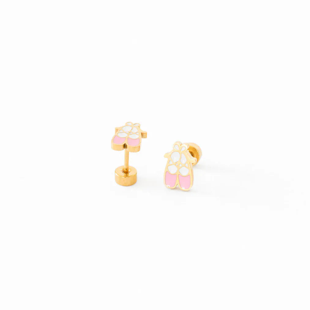 Ballet Slipper Flat Back Earrings Pip Pop Post Lil Tulips
