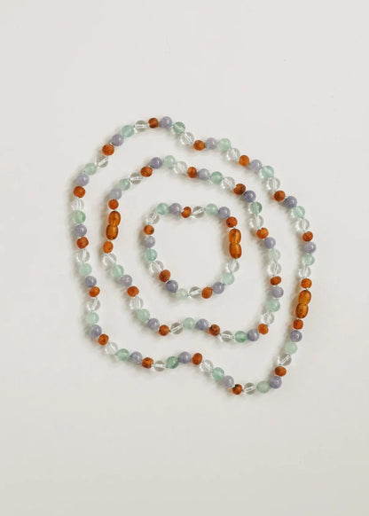 Baltic Sea Amber + Natural Gemstone Bracelet Canyon Leaf Lil Tulips