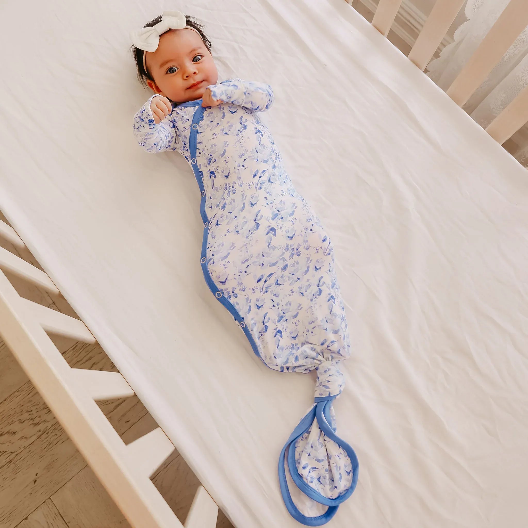 Bamboo Newborn Knotted Gown - Priscilla Copper Pearl Lil Tulips