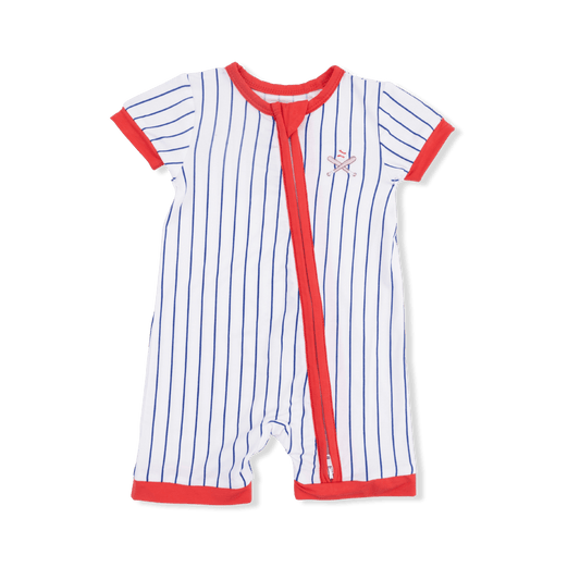 Baseball Stripe - Shortie 2 Way Zipper Romper Angel Dear Lil Tulips
