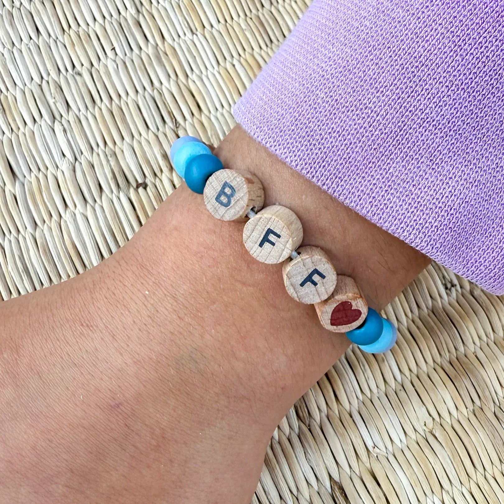 Beaded Bff Friendship Bracelet Gift Kit - Blue Cotton Twist Lil Tulips