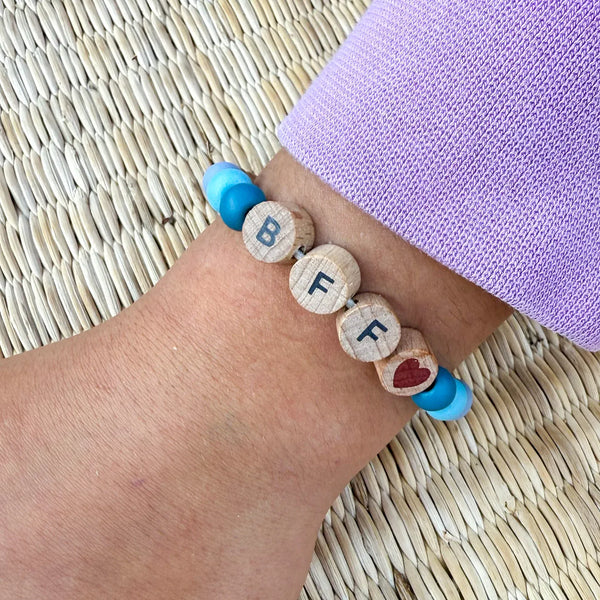 Beaded Bff Friendship Bracelet Gift Kit - Blue Cotton Twist Lil Tulips