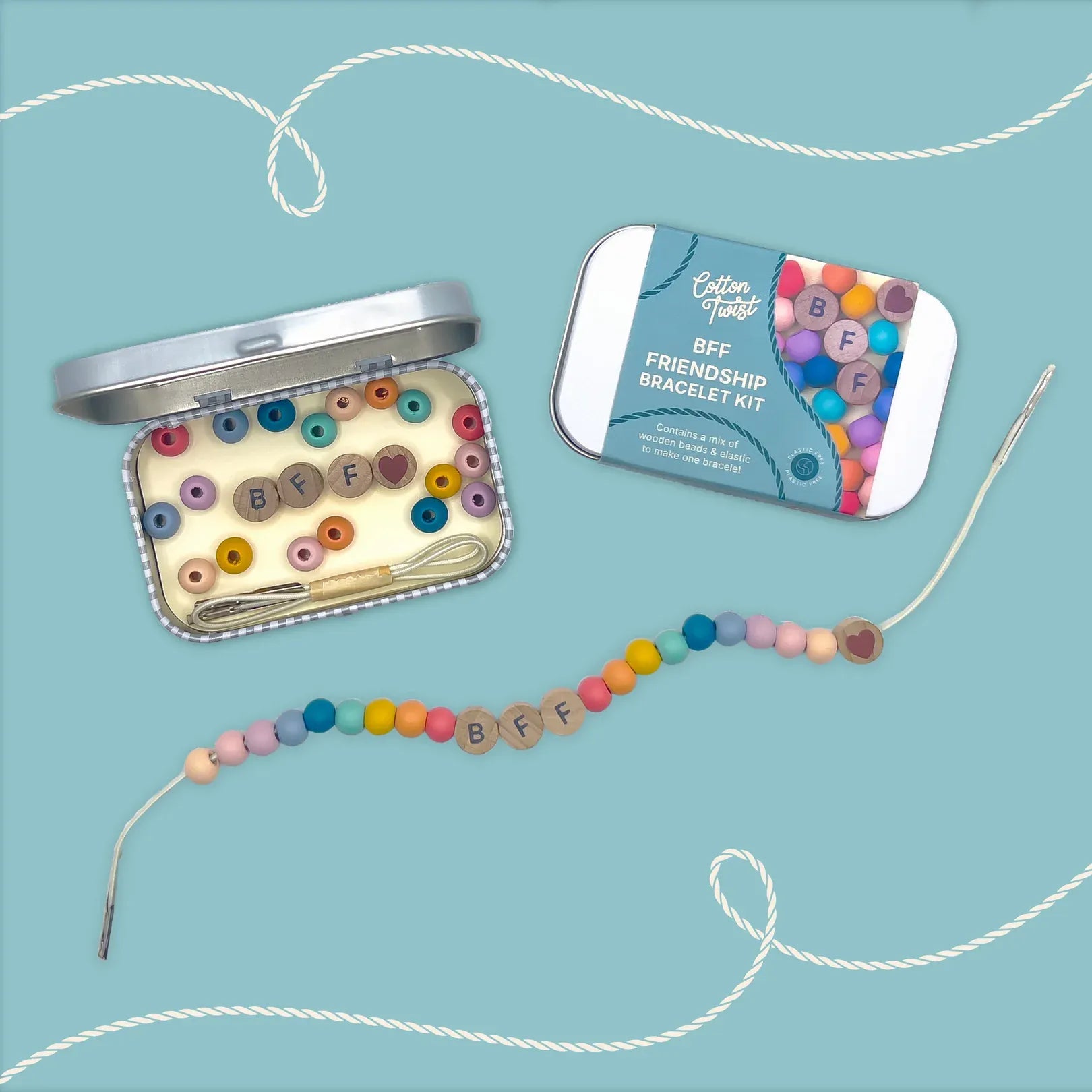 Beaded Bff Friendship Bracelet Gift Kit - Rainbow Cotton Twist Lil Tulips