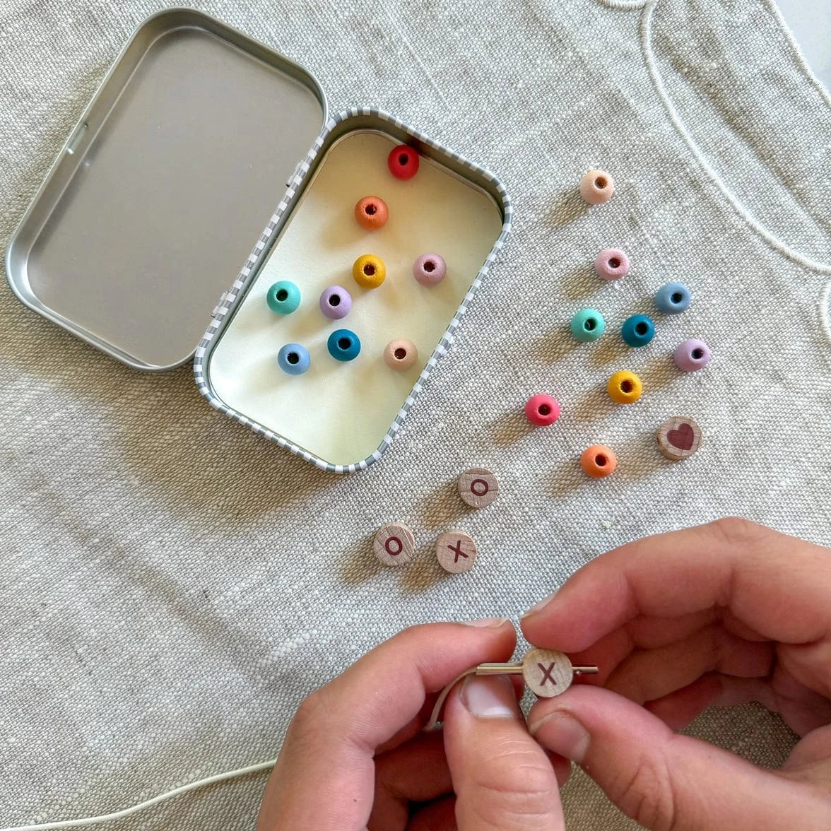 Beaded Friendship Bracelet - XOXO - Rainbow Cotton Twist Lil Tulips