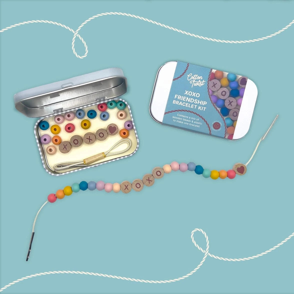 Beaded Friendship Bracelet - XOXO - Rainbow Cotton Twist Lil Tulips