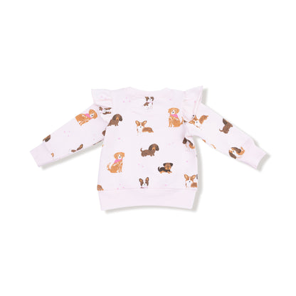 Best Friend Dogs - Pink  Ruffle Sweatshirt + Legging Set Angel Dear Lil Tulips