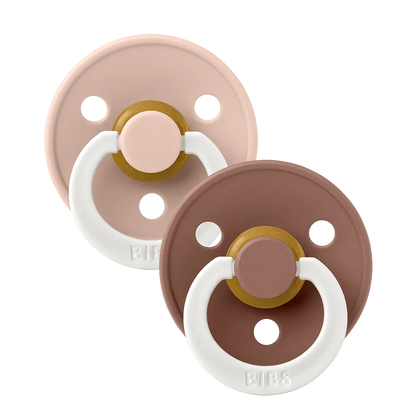 BIBS Pacifier Colour GLOW 2 PACK - Blush/Woodchuck Bibs Pacifier Lil Tulips