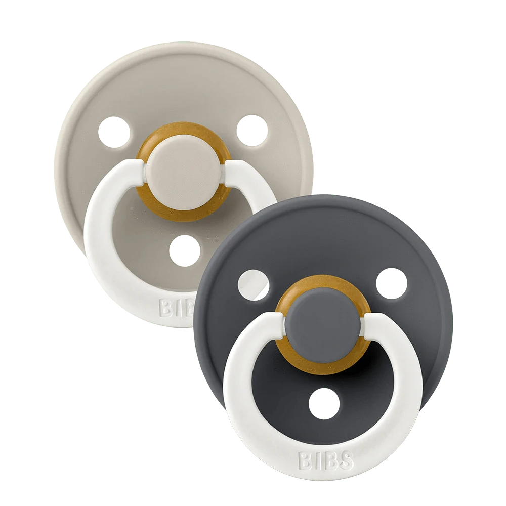 BIBS Pacifier Colour GLOW 2 PACK - Sand/Iron Bibs Pacifier Lil Tulips