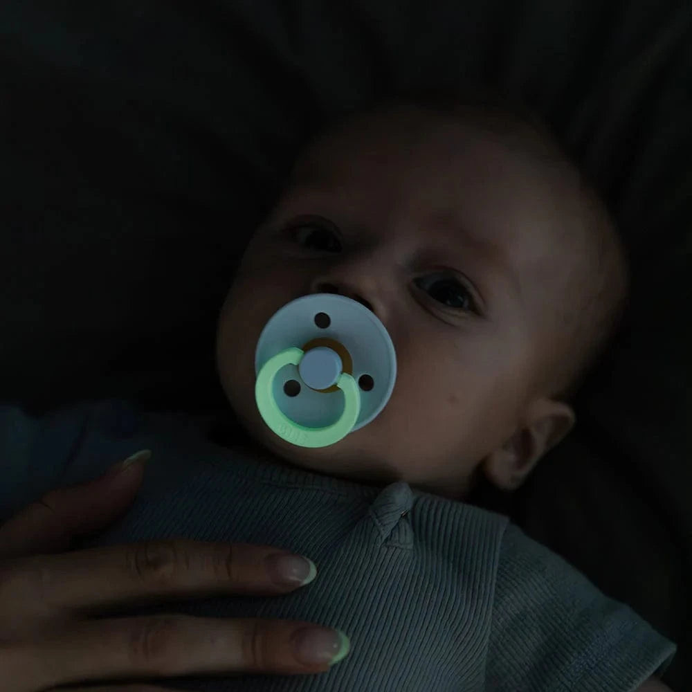 BIBS Pacifier Colour GLOW 2 PACK - Sand/Iron Bibs Pacifier Lil Tulips