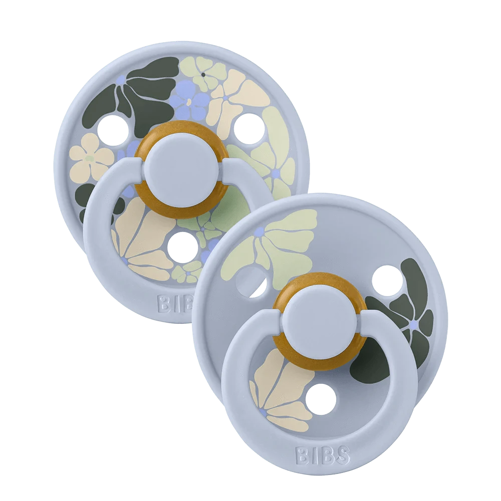 BiBS Pacifier Studio Colour 2 Pack Morning Bloom - Dusty Blue Mix Bibs Pacifier Lil Tulips