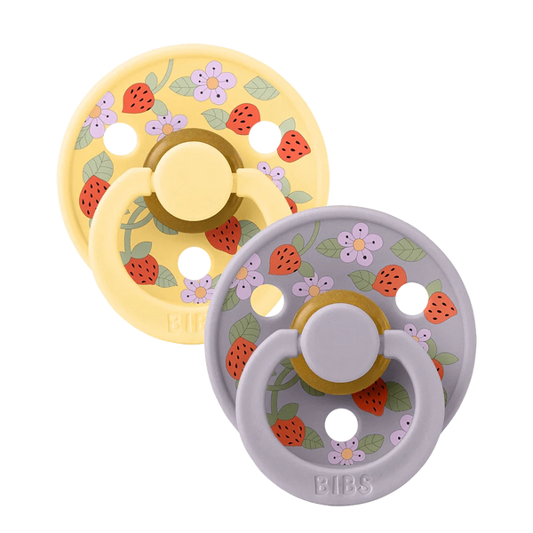 BIBS x LIBERTY Pacifier 2 Pack Pack Strawberries and Cream - Pale Butter Mix Bibs Pacifier Lil Tulips