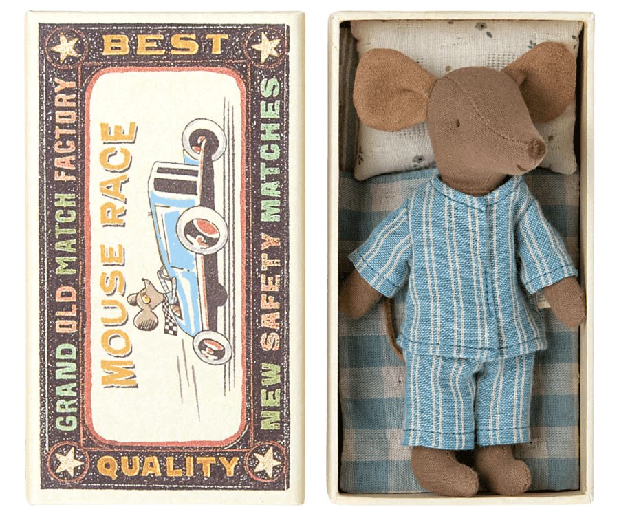 Big Brother Mouse in Matchbox (Pajamas) Maileg Lil Tulips