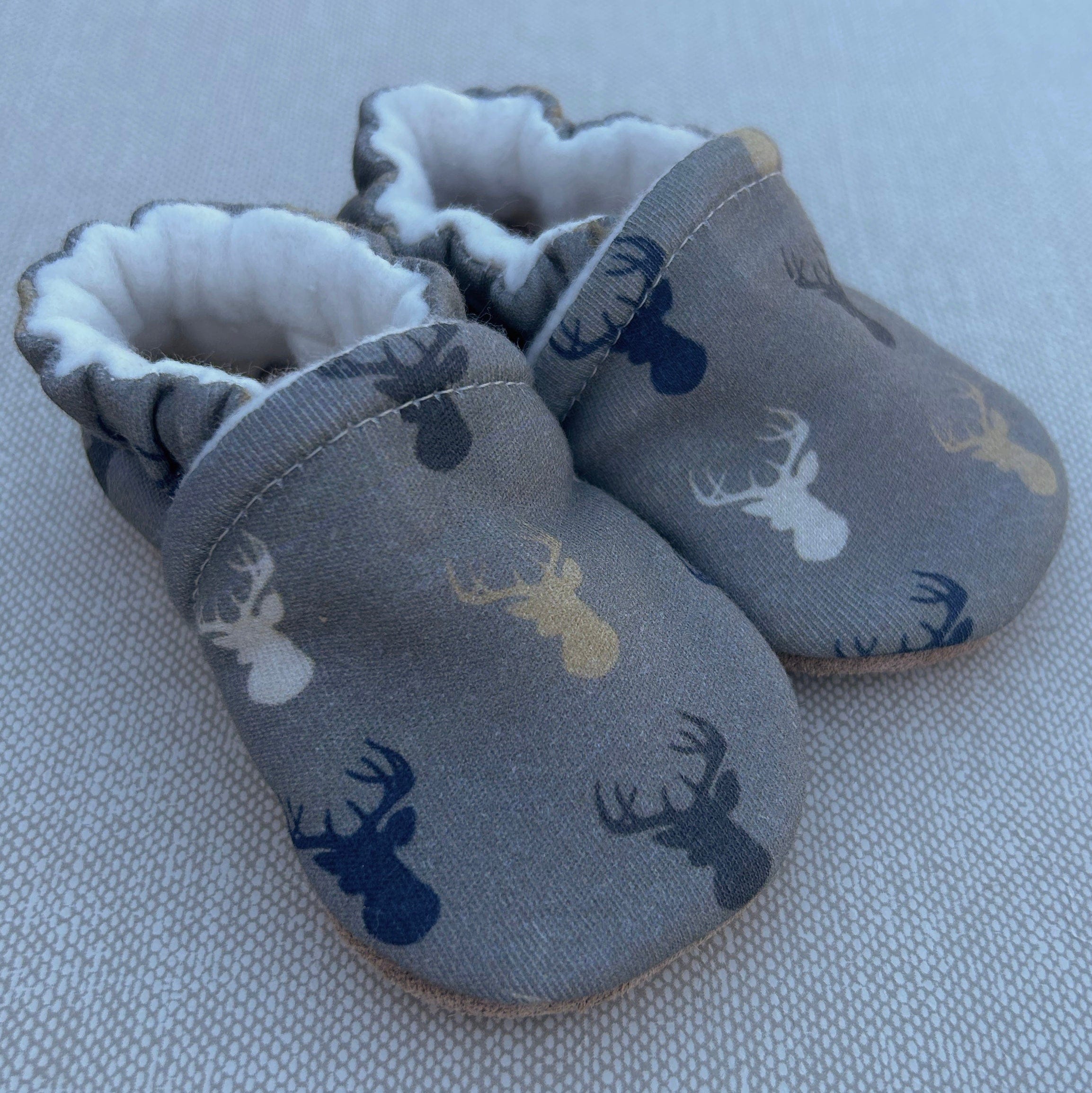 Big Buck on Olive Organic Slippers Snow + Arrow Lil Tulips