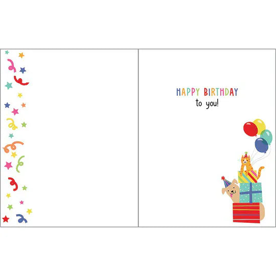 Birthday Greeting Card - Bday Dogs and Cats Gina B Designs Lil Tulips