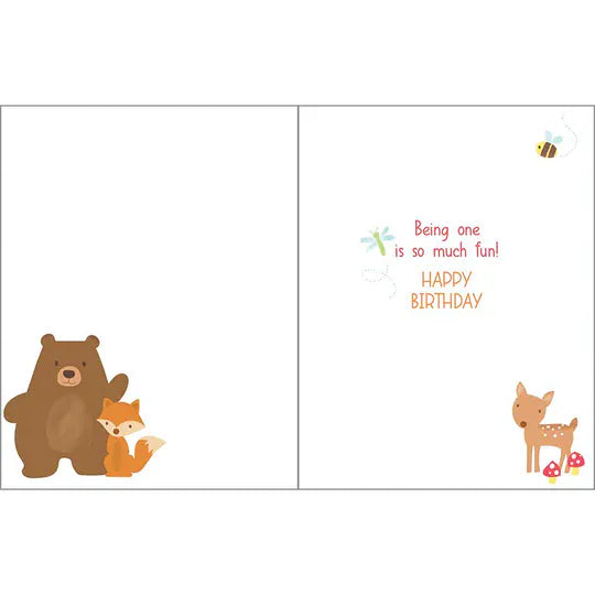 Birthday Greeting Card - First Birthday Forest Gina B Designs Lil Tulips