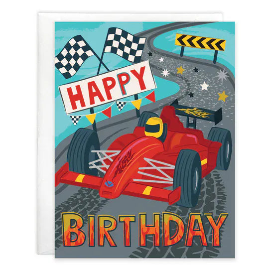 Birthday Greeting Card - Racetime Gina B Designs Lil Tulips