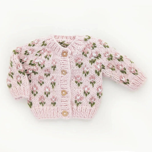Bitty Blooms Blush Knit Cardigan Sweater Huggalugs Lil Tulips