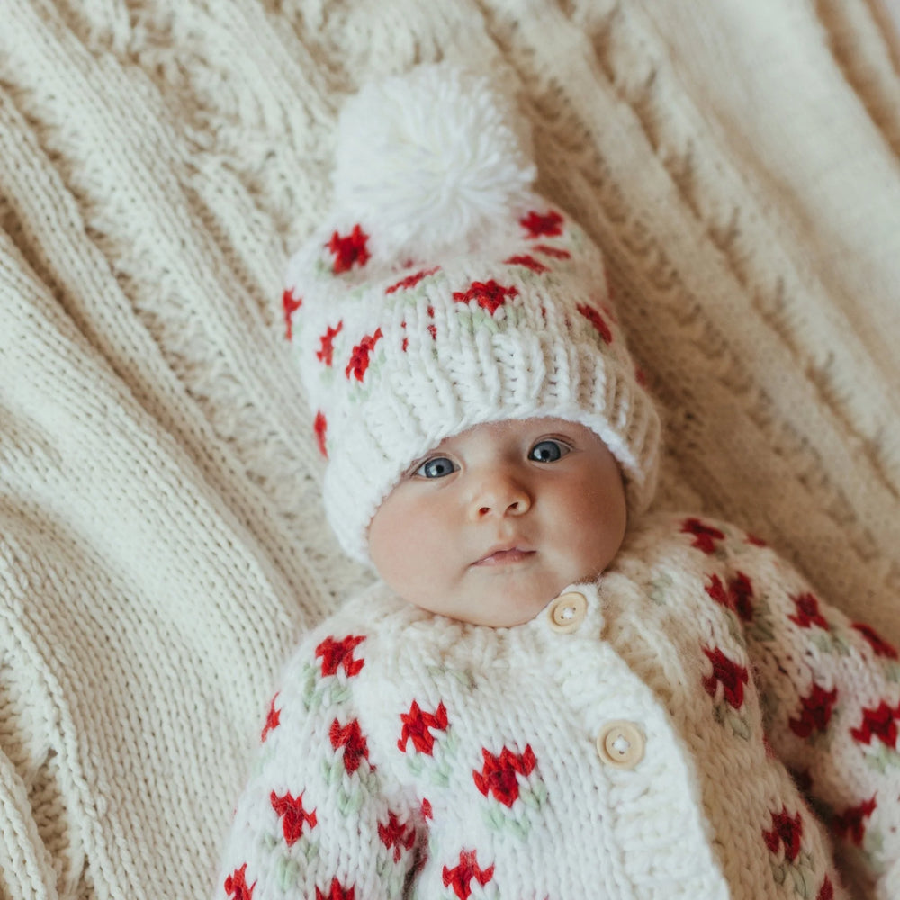 Bitty Blooms Holiday Knit Beanie Hat