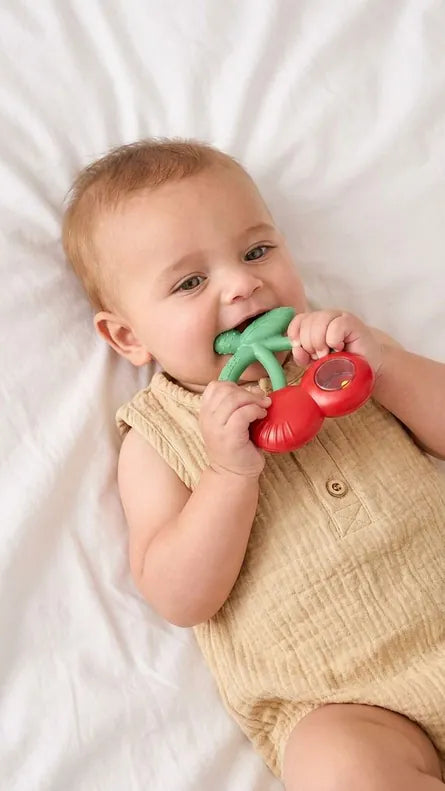 Bitzy Shake™ - Silicone Teether with Rattle - Cherries Itzy Ritzy Lil Tulips