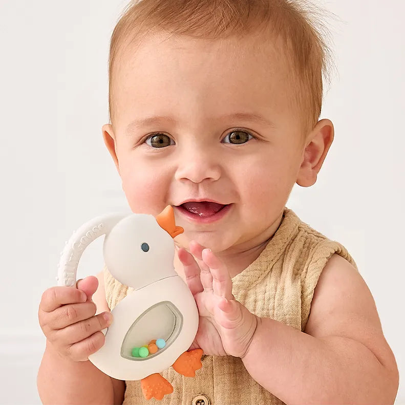 Bitzy Shake™ - Silicone Teether with Rattle - Goose Itzy Ritzy Lil Tulips