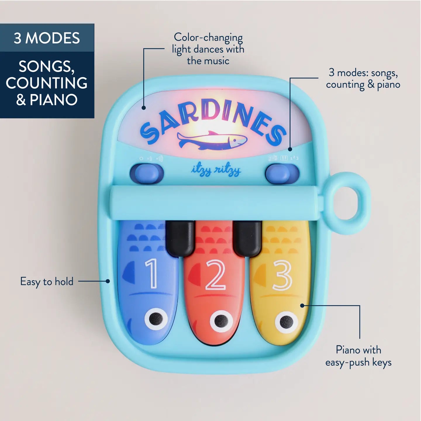 Bitzy Tunes™ Sardines - Light-Up Interactive Piano Toy Itzy Ritzy Lil Tulips