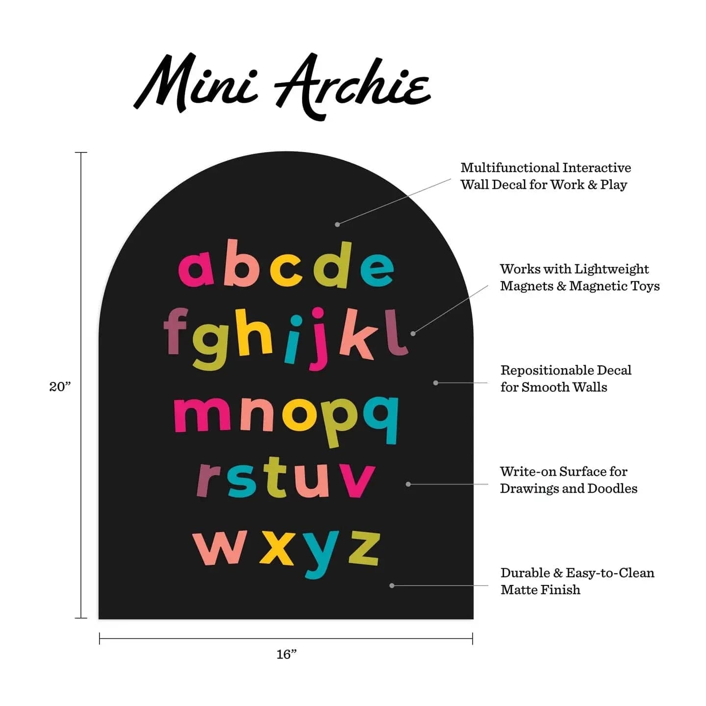 Black Magnetic Arch Wall Decal - MINI The Type Set Co. Lil Tulips