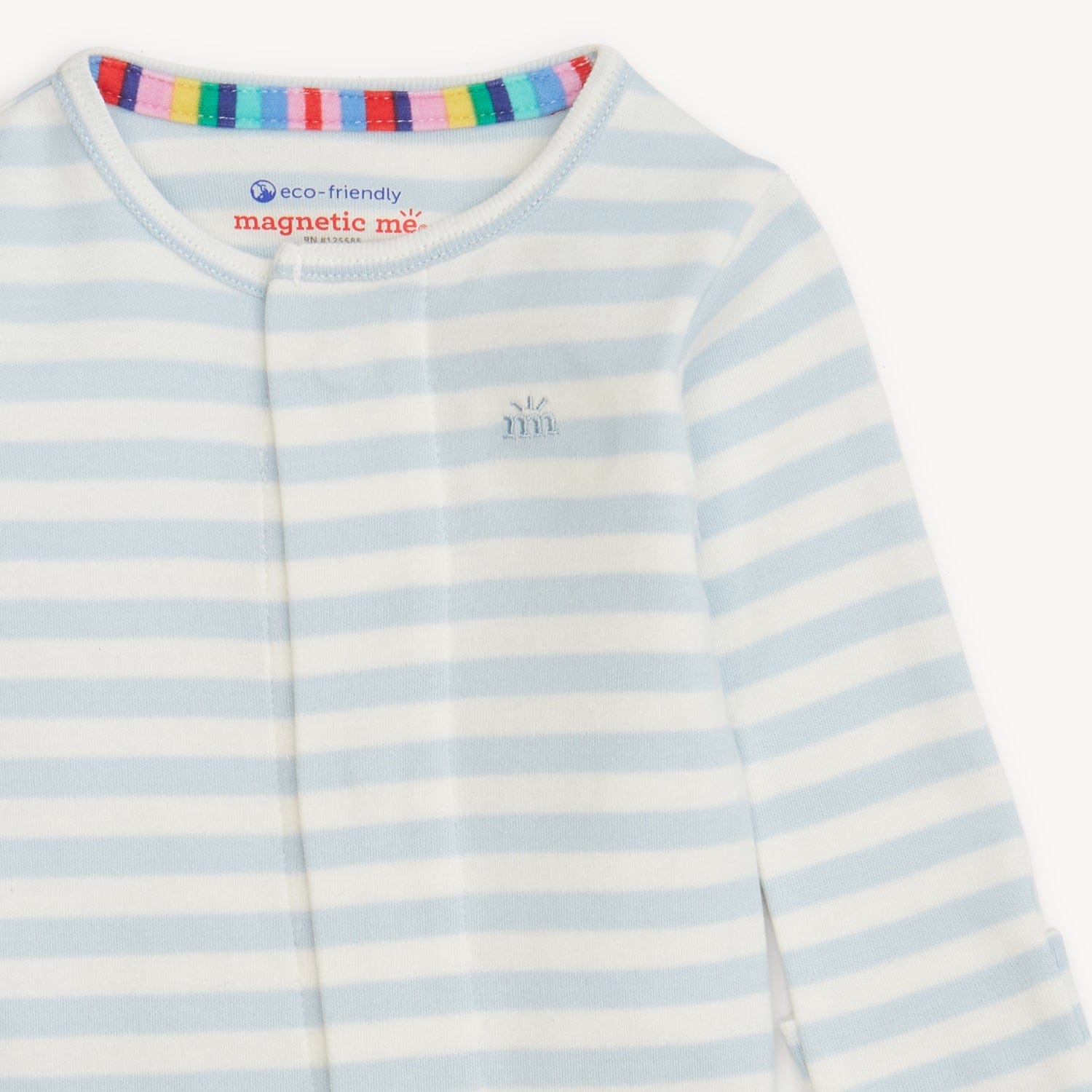 Blue Stripe Organic Cotton Footie Magnetic Me Lil Tulips