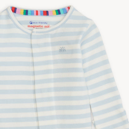 Blue Stripe Organic Cotton Footie Magnetic Me Lil Tulips