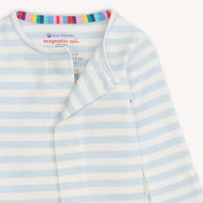 Blue Stripe Organic Cotton Footie Magnetic Me Lil Tulips