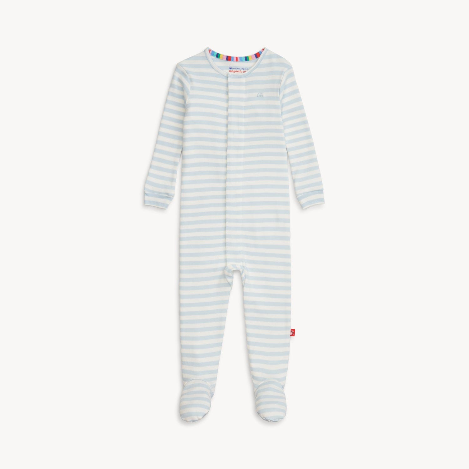 Blue Stripe Organic Cotton Footie Magnetic Me Lil Tulips
