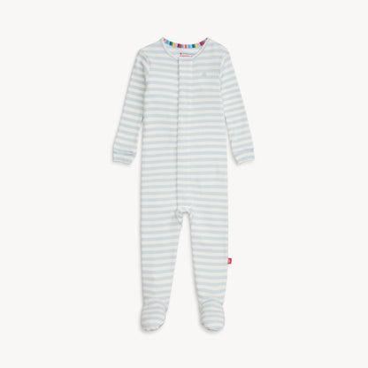 Blue Stripe Organic Cotton Footie Magnetic Me Lil Tulips