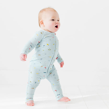 Gone Fishing Small Ribbed Zip Romper