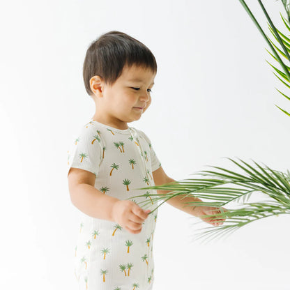 Island Palm Trees Small Ribbed Summer Zip Romper