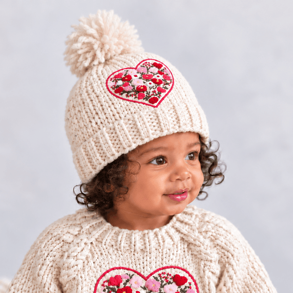 Bright Embroidered Heart Beanie Hat for Baby & Kids Huggalugs Lil Tulips