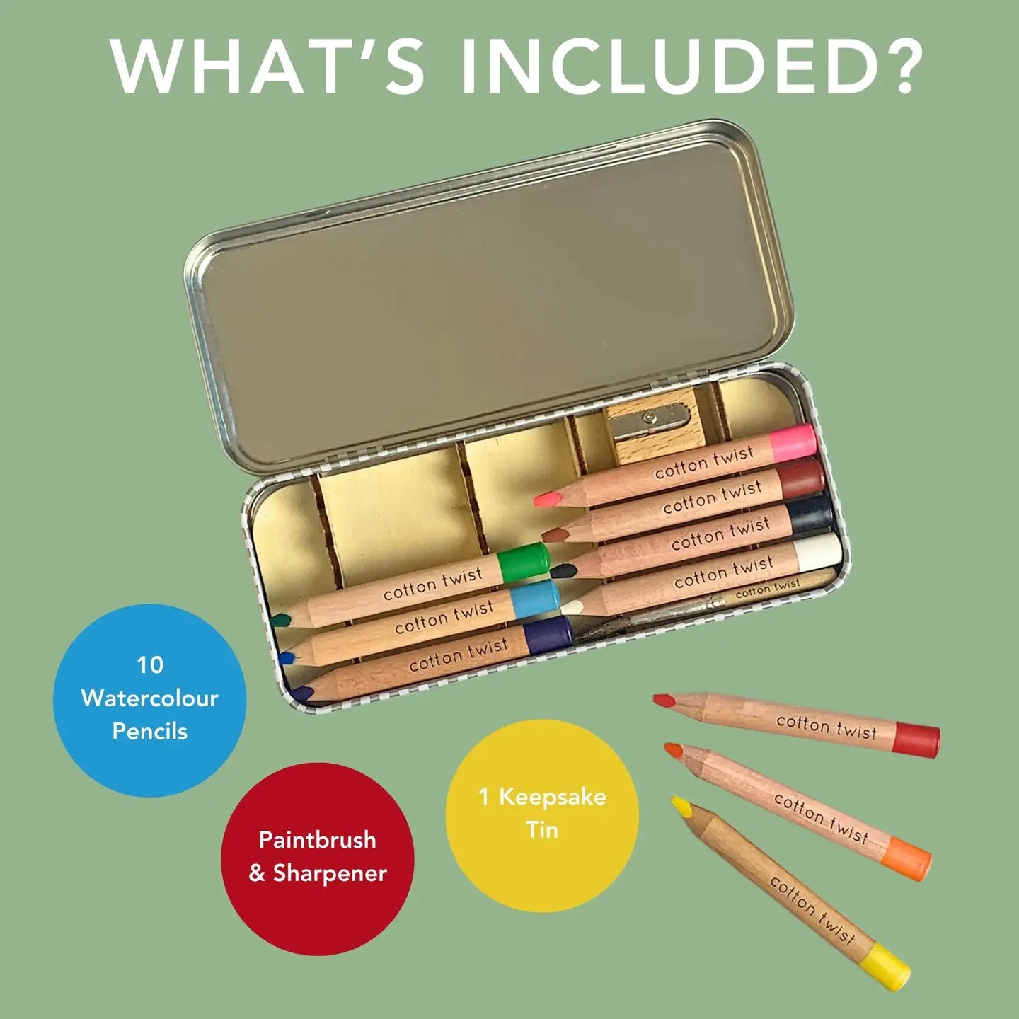 Bright Mix Watercolour Pencils Set Cotton Twist Lil Tulips