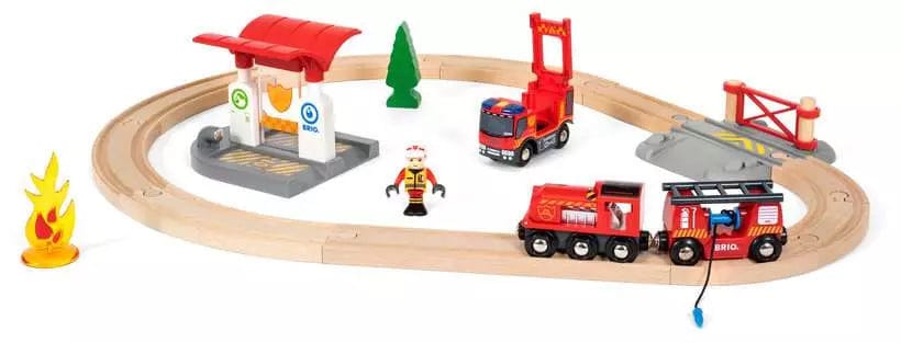 BRIO World Firefighter Train Set Brio Model Trains & Train Sets Lil Tulips