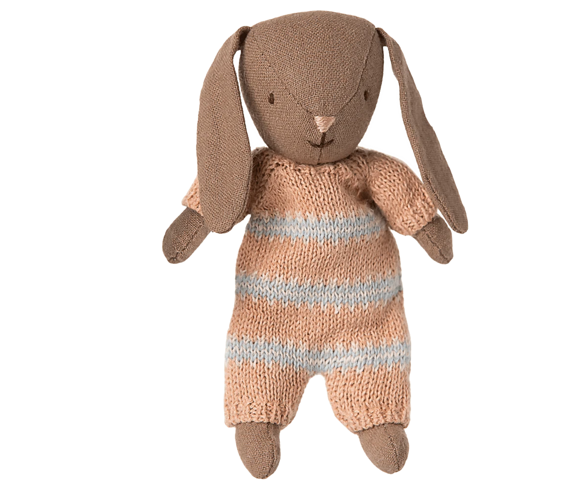 Bunny, Micro - Brown - Dusty rose knitted suit Maileg Lil Tulips
